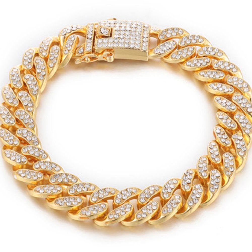 Men Miami Cuban Bracelet Gold Color NWOT